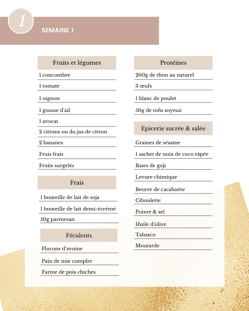 liste de course semaine 1 programme cook